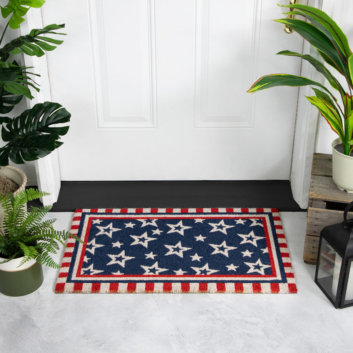 Americana Stars Stripes Coir Doormat 18x30