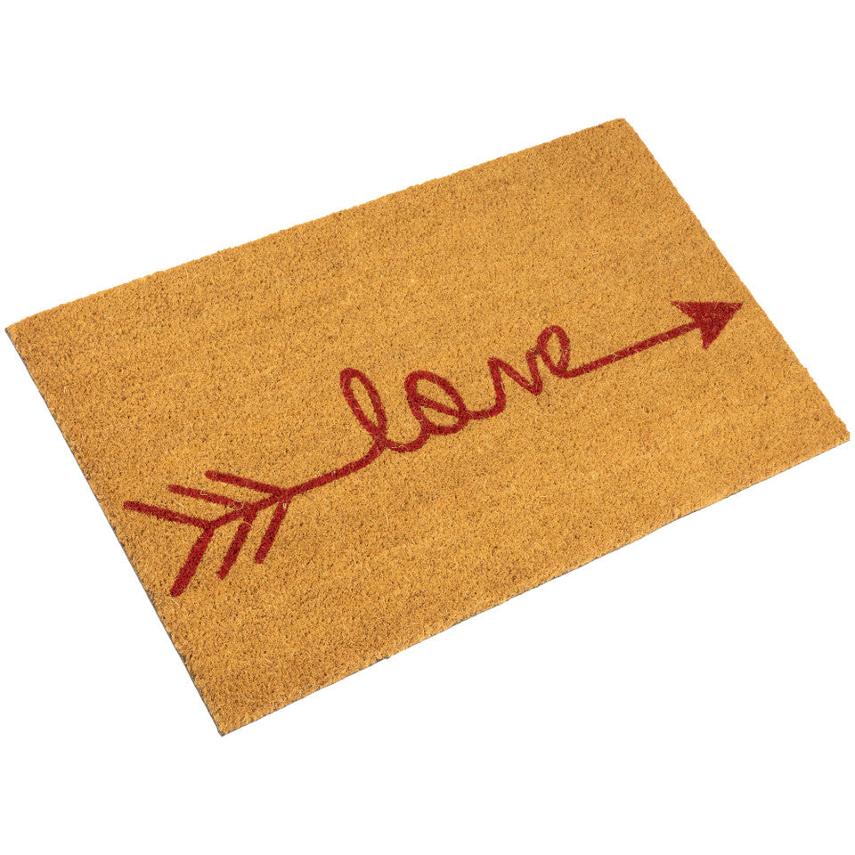 Natural Coir Love Arrow Outdoor Doormat