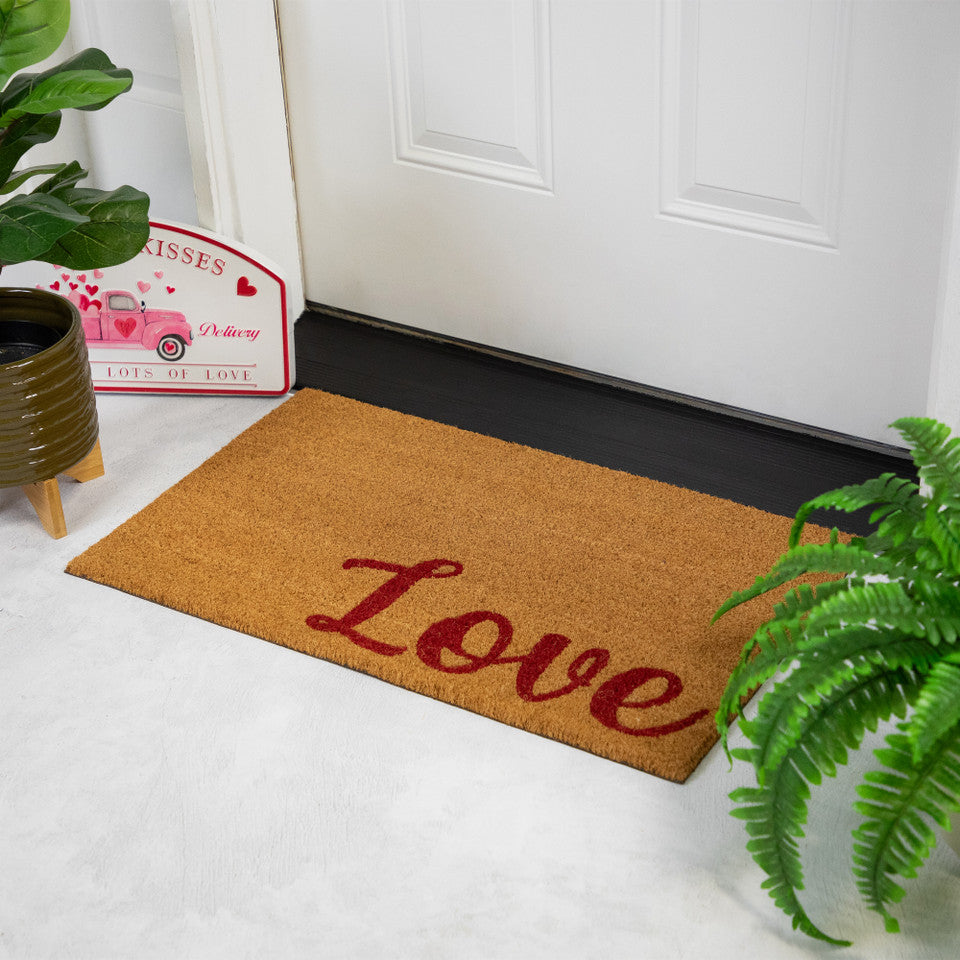 Welcome Love Natural Coir Outdoor Doormat 18&quot; x 30&quot;