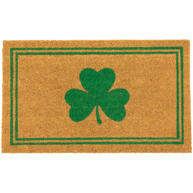 Natural Coir Shamrock with Stripes Outdoor Doormat 18" x 30"