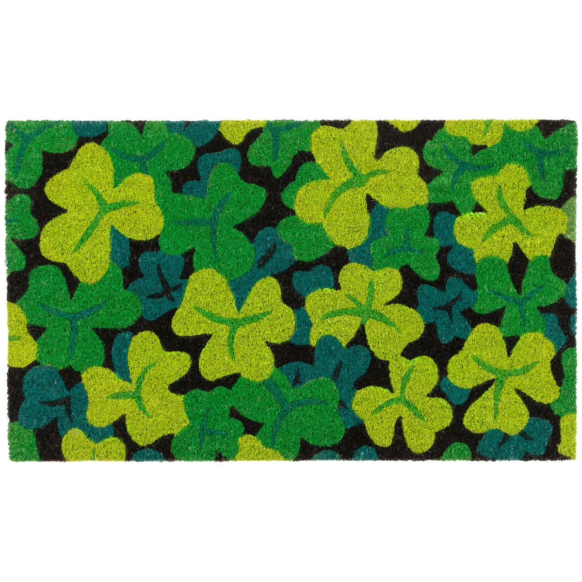 Green Shamrock Outdoor Doormat Multicolor Coir Mat (18" x 30")