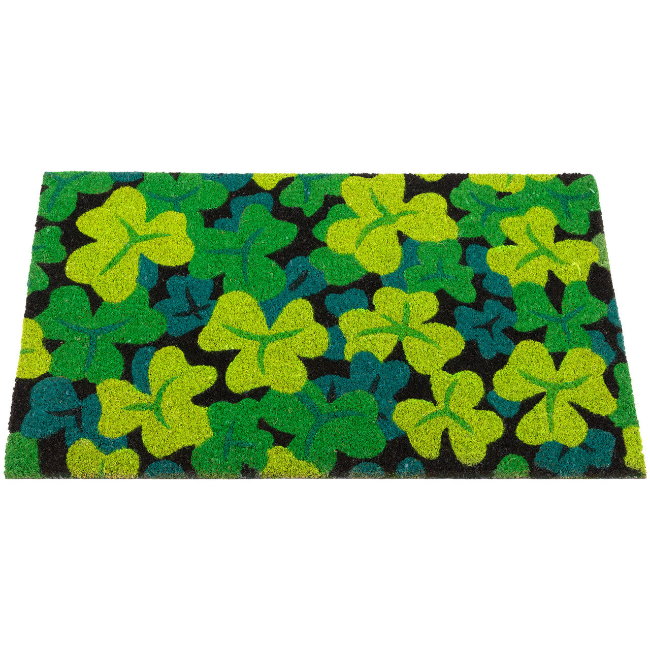 Green Shamrock Outdoor Doormat Multicolor Coir Mat (18" x 30")