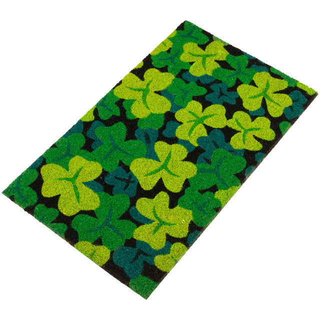 Green Shamrock Outdoor Doormat Multicolor Coir Mat (18" x 30")