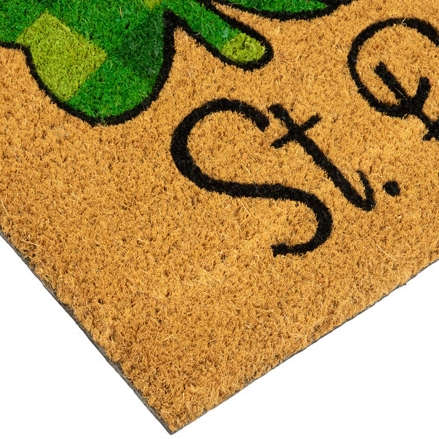 Shamrocks Outdoor Natural Coir Doormat for St. Patrick's Day (18" x 30")