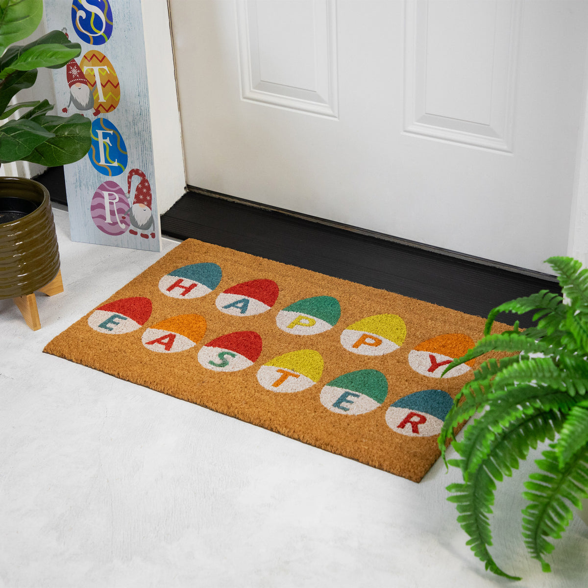 Easter Egg Outdoor Doormat Natural Coir