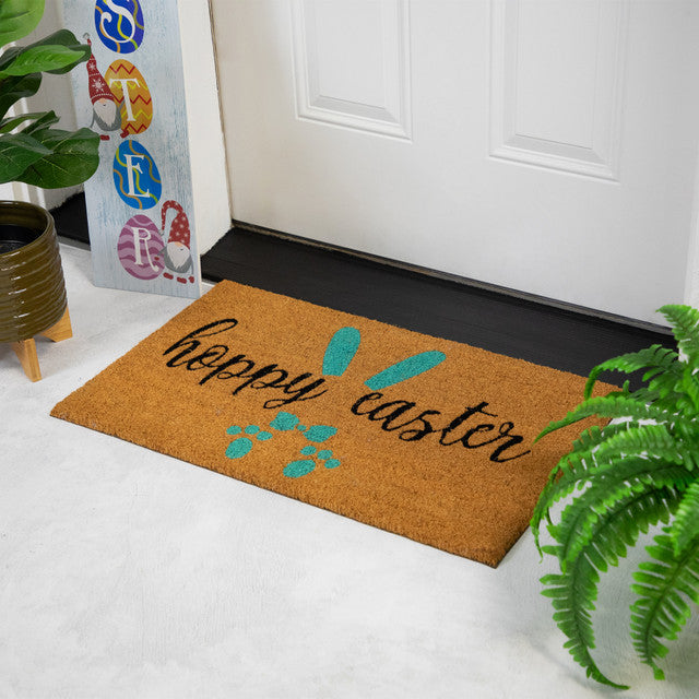 Hoppy Easter Natural Coir Doormat Durable Outdoor