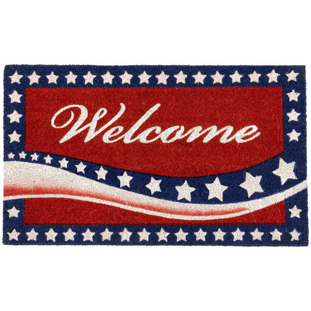 Patriotic Welcome Mat 4th of July for Outdoor Stars Stripes