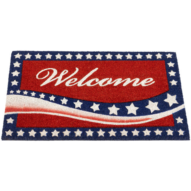 Patriotic Welcome Mat 4th of July for Outdoor Stars Stripes