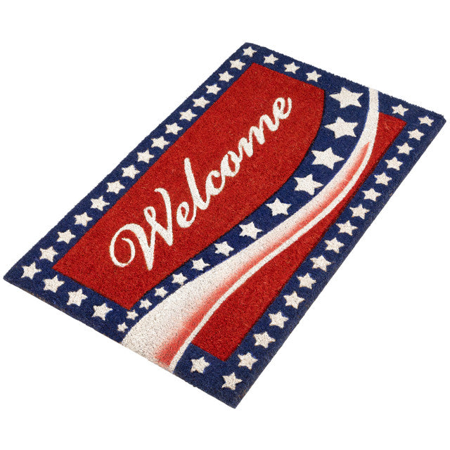 Patriotic Welcome Mat 4th of July for Outdoor Stars Stripes