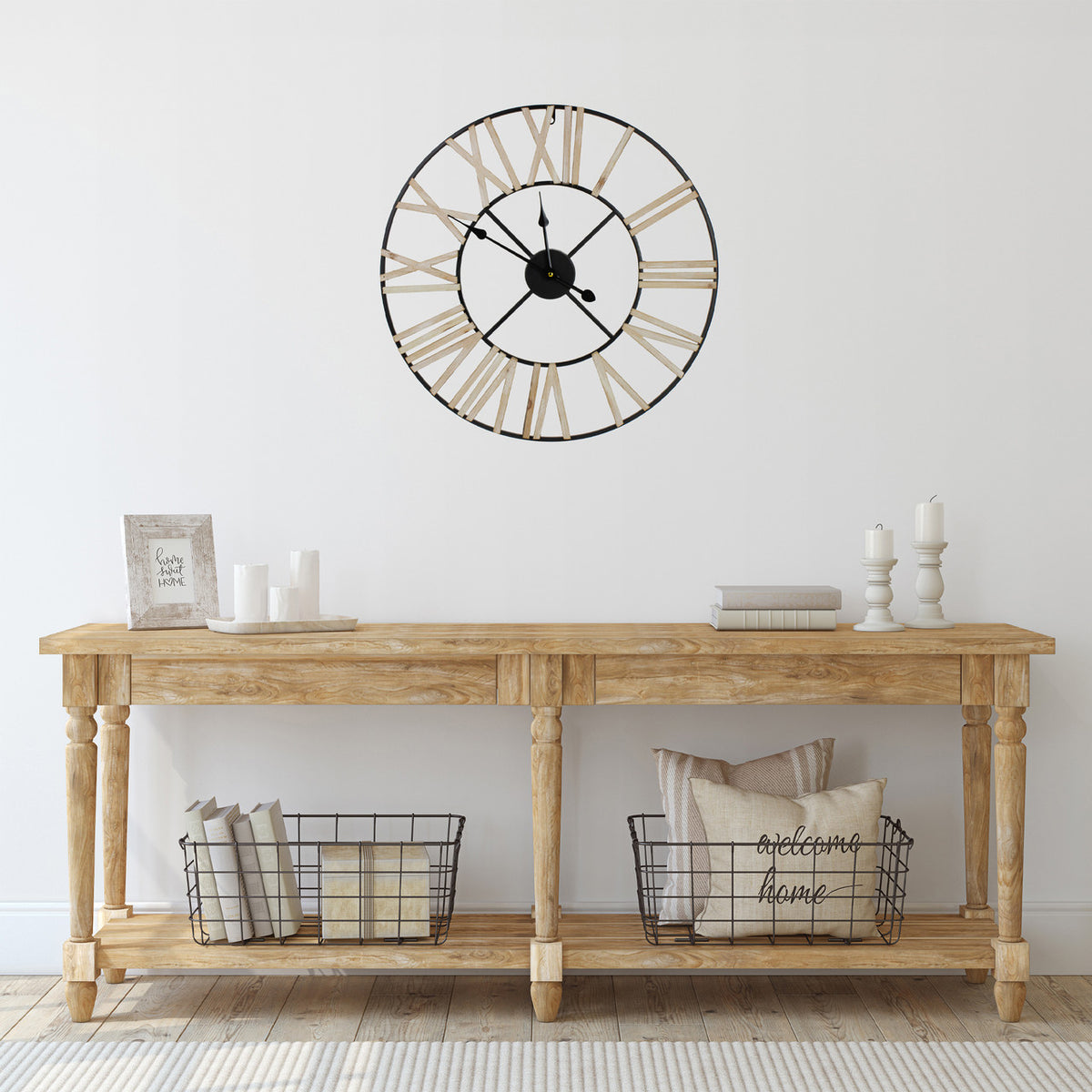 Roman Numeral 24&quot; Silent Wall Clock for Home Decor