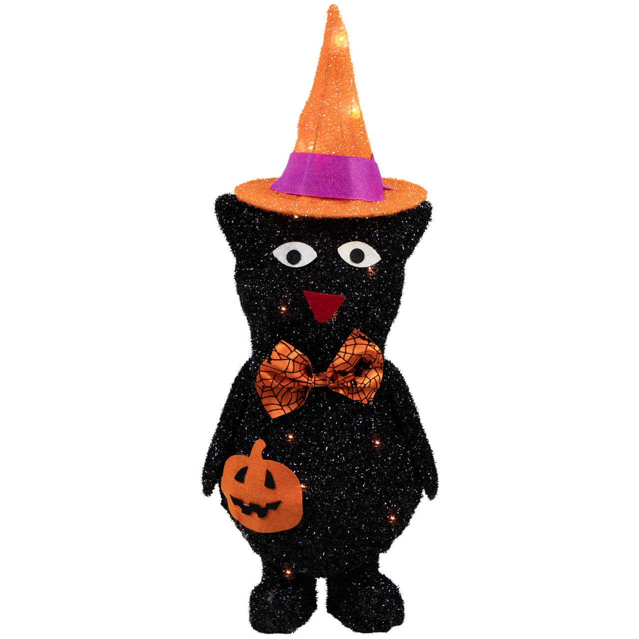 Halloween 24" Lighted Black Cat in Witch's Hat Decoration