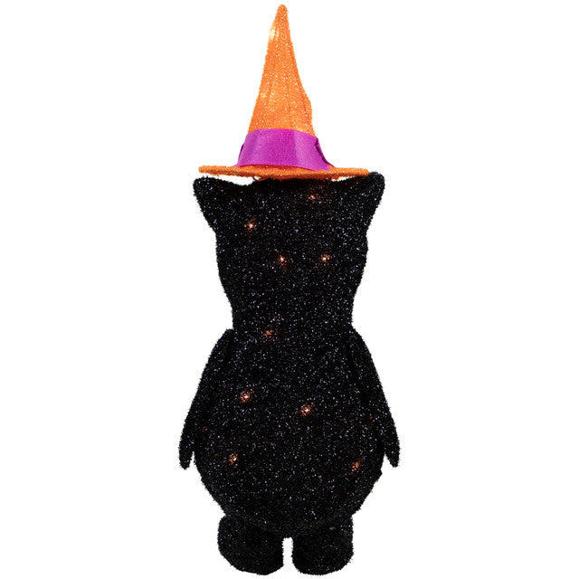 Halloween 24&quot; Lighted Black Cat in Witch&#39;s Hat Decoration