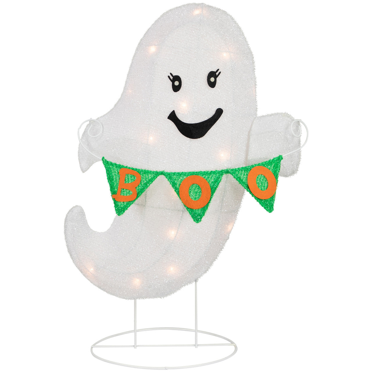 25" Lighted LED White Ghost with "Boo" Banner