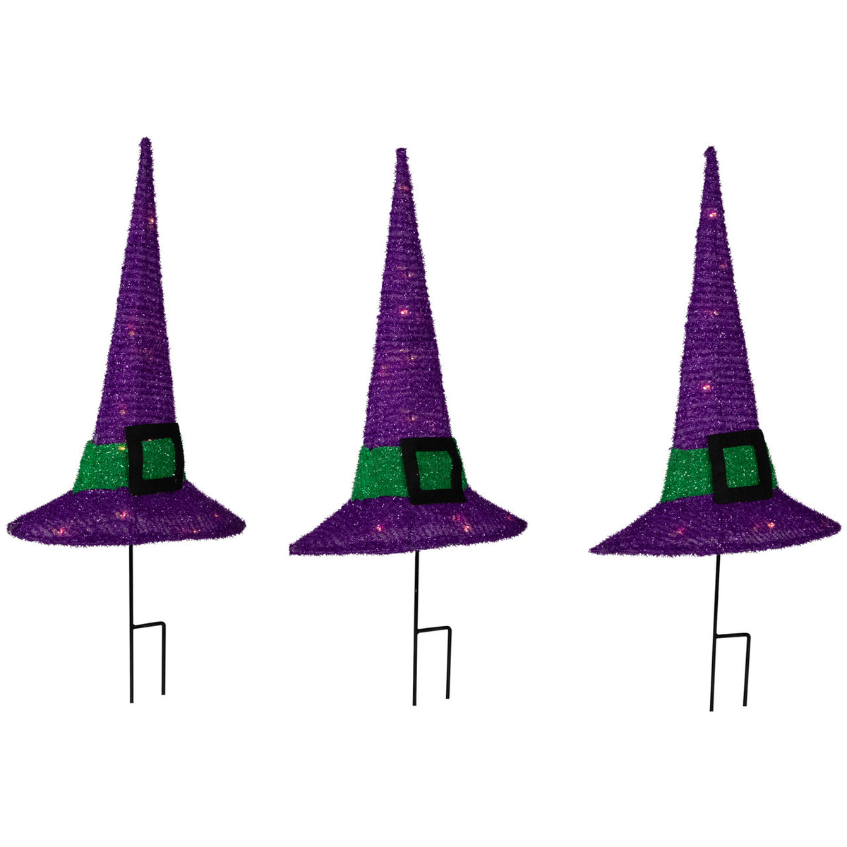 Halloween Pathway 14&quot; LED Lighted Purple Witches Hat Decoration