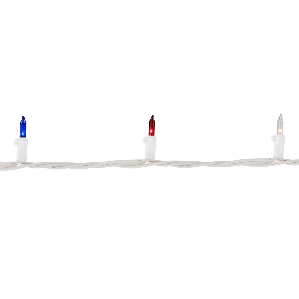 Patriotic Red White Blue Lights 10&#39; White Cord 50ct