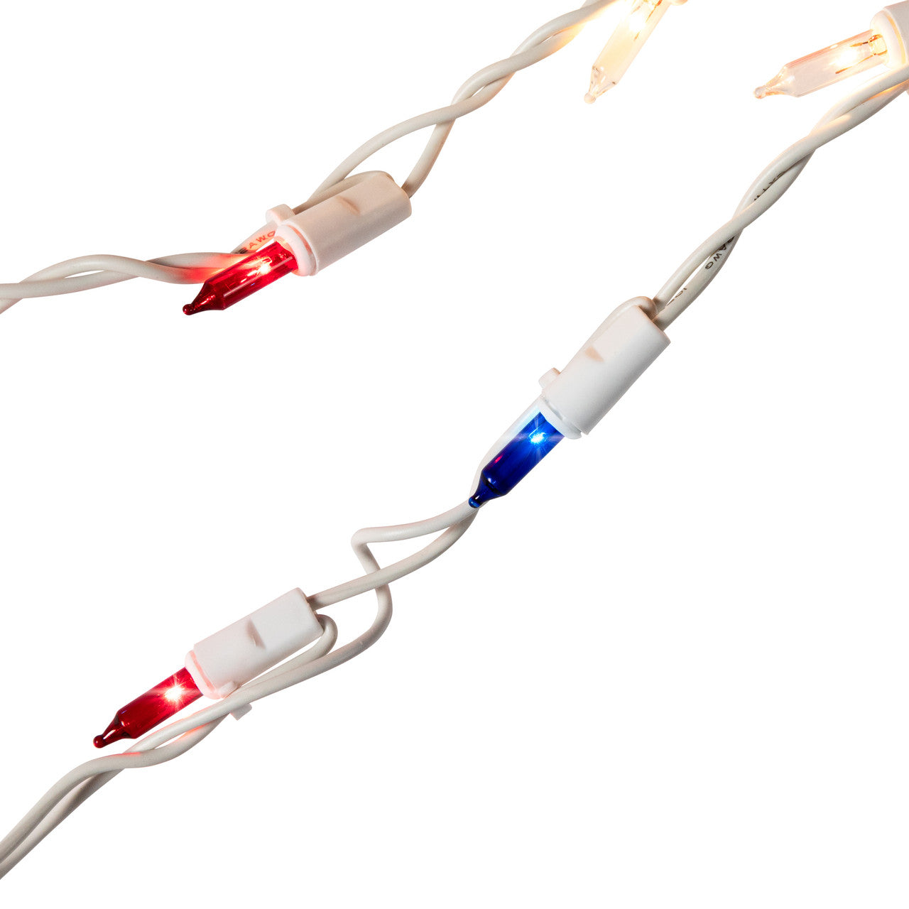 6ft Patriotic Lights Red White Blue White Wire
