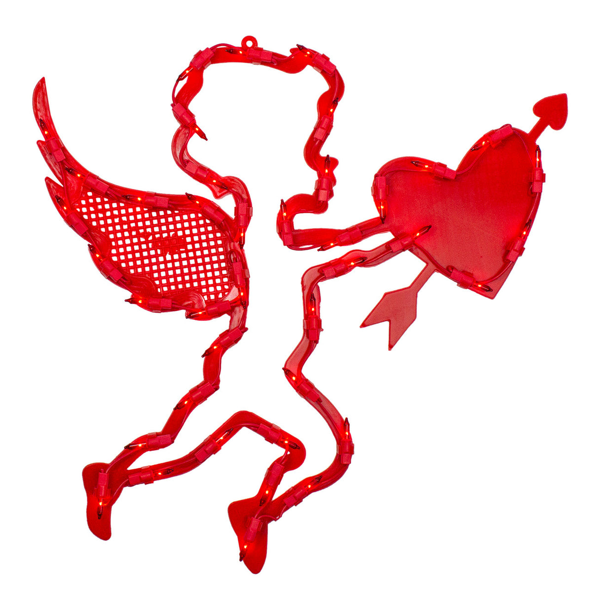 17&quot; Lighted Red Cupid with Heart Valentine&#39;s Day Window Silhouette Decoration