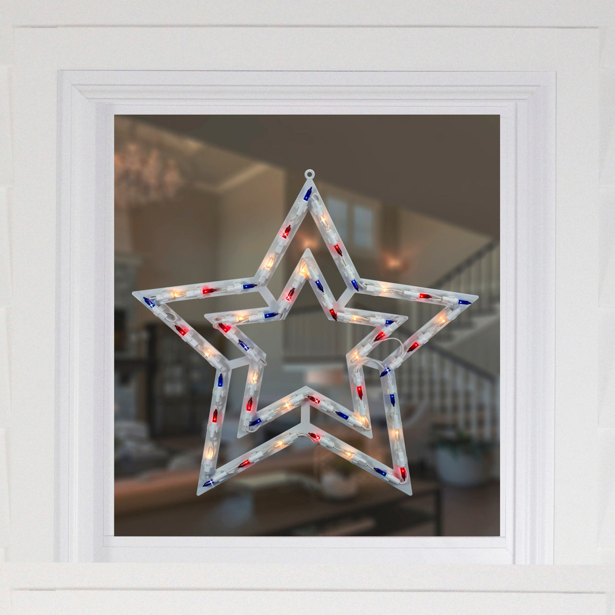 17&quot; Lighted Patriotic Star Window Decor