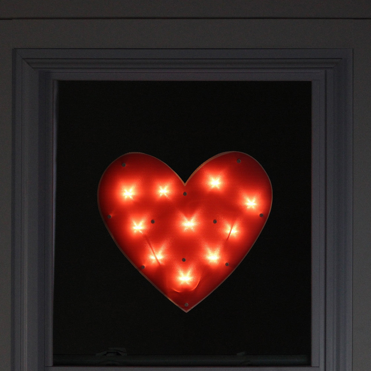 Red Heart Valentine's Day Window Silhouette Decoration, 14.25" Lighted Decoration