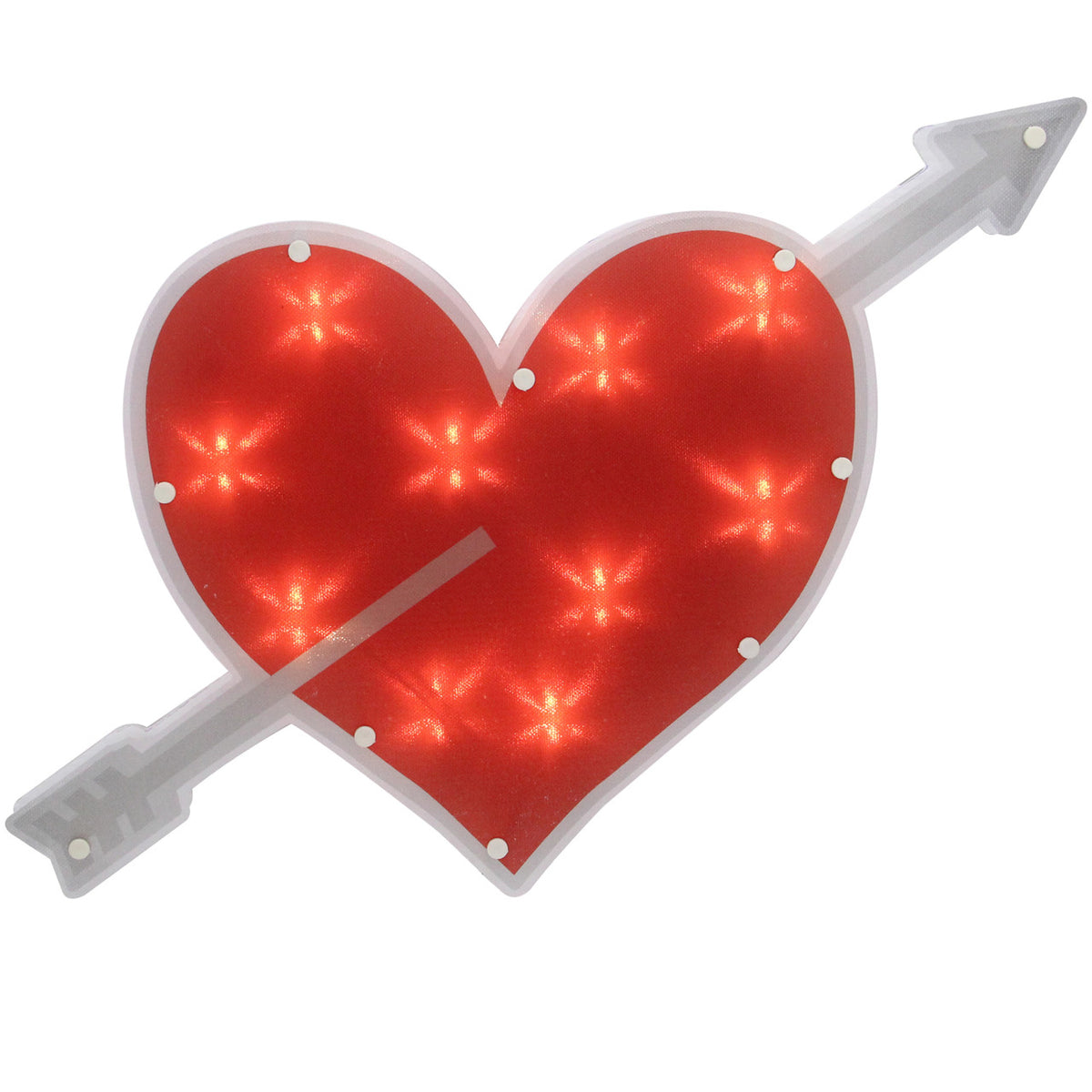 18&quot; Heart with Arrow Valentine&#39;s Day Window Silhouette Decoration, Red Light