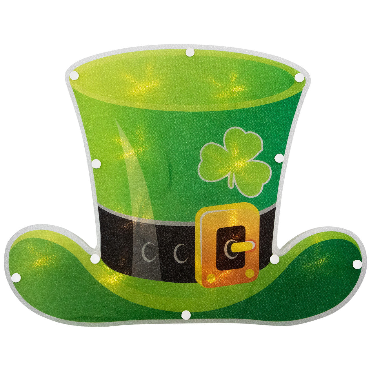 LED Lighted Irish Leprechaun Hat Window Silhouette 12.5" with Timer for St. Patrick's Day