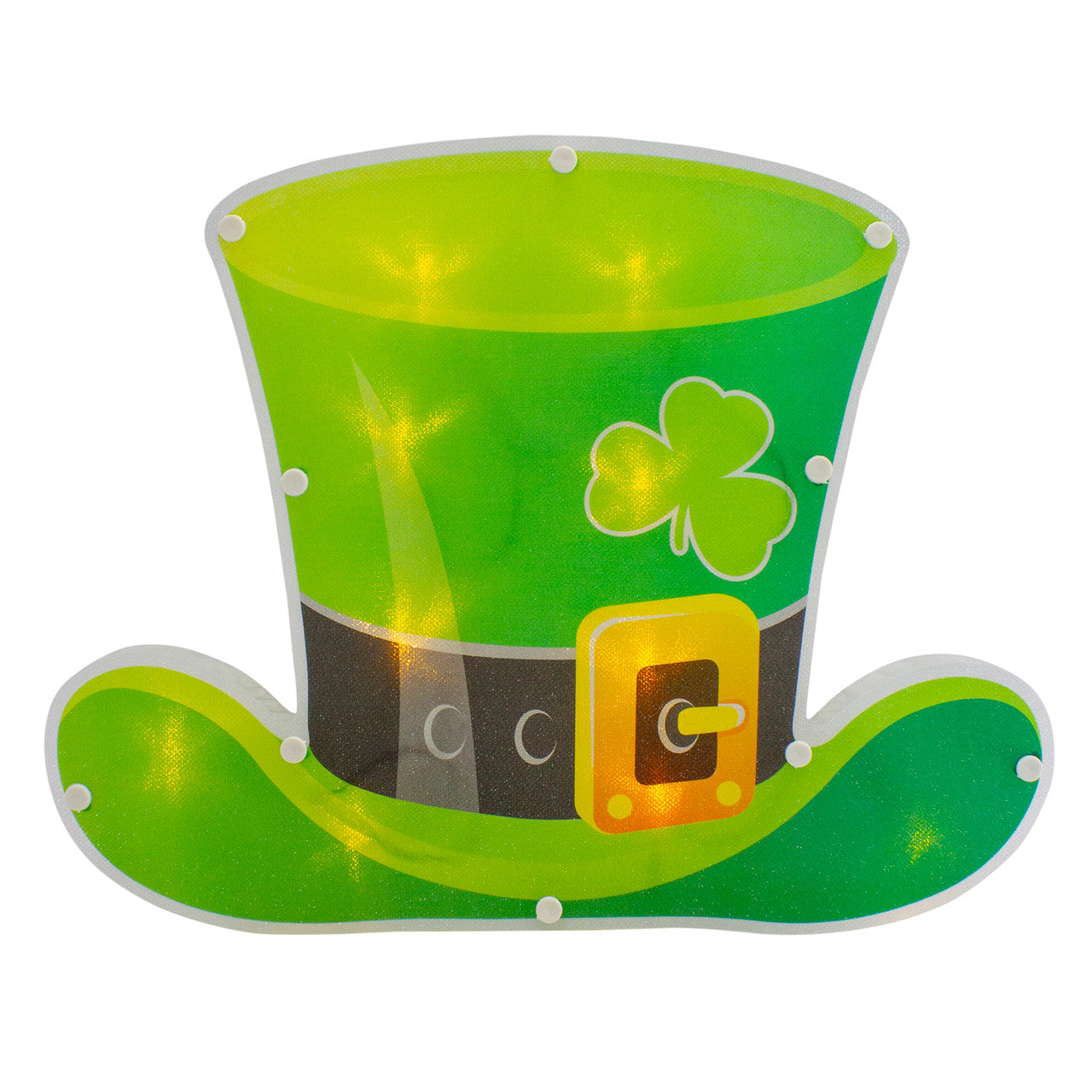 St. Patrick's Day Leprechaun Hat 12.5" LED Lighted Window Silhouette with Timer