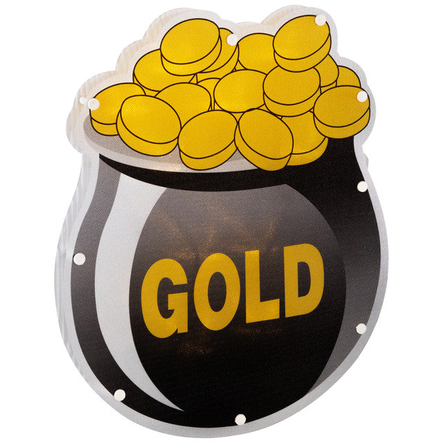 LED Lighted St. Patrick&#39;s Day Pot of Gold Window Silhouette 12&quot; Warm White Lights