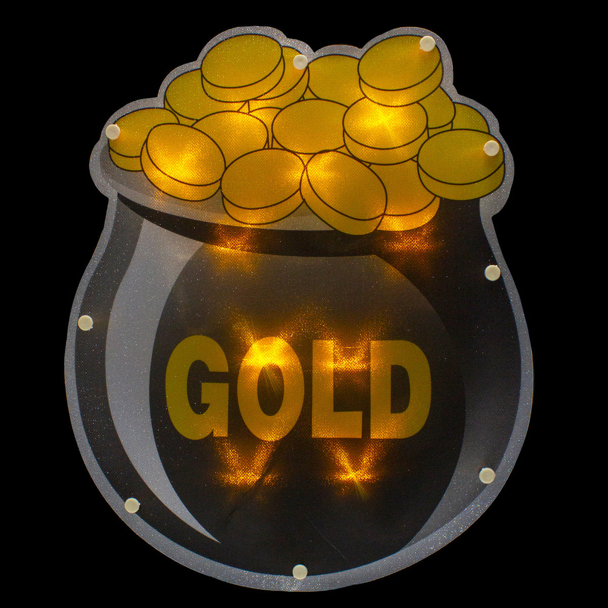 St. Patrick&#39;s Day Pot of Gold 12&quot; LED Lighted Window Silhouette Decoration