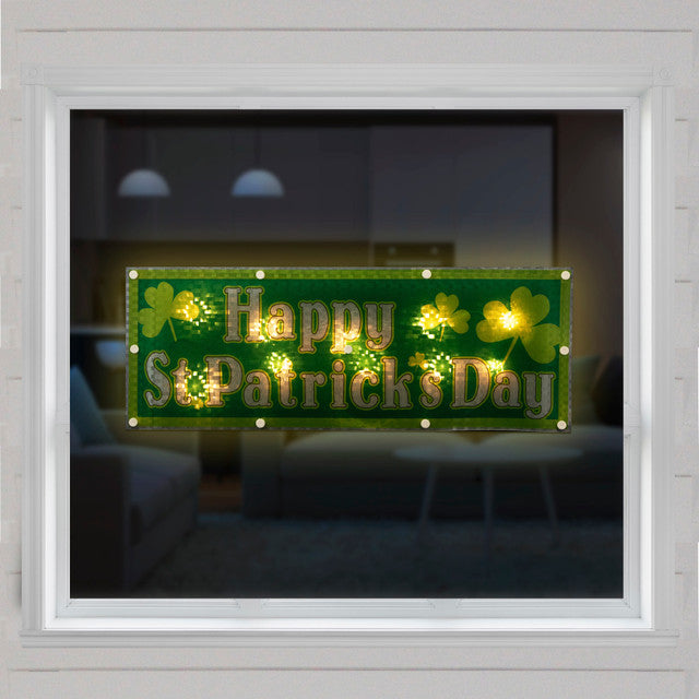 Lighted St. Patrick&#39;s Day Window Decor 17&quot; Clear Lights
