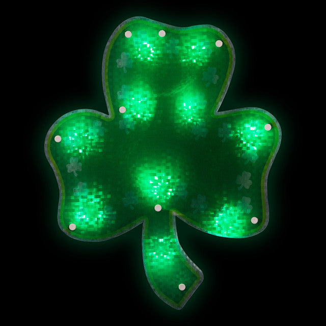 Lighted Green Shamrock St Patricks Day Window Silhouette