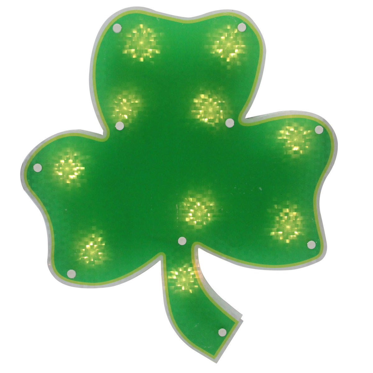 Lighted Shamrock St. Patrick&#39;s Day Window Silhouette 14&quot;, Clear Lights