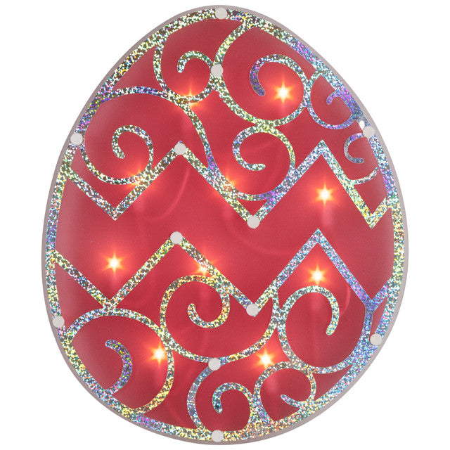 Lighted Easter Egg Window Silhouette Decoration 12 Inch (Pink)