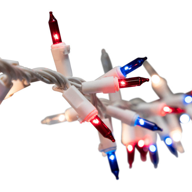 Mini Patriotic Garland Lights Red White Blue 105ct