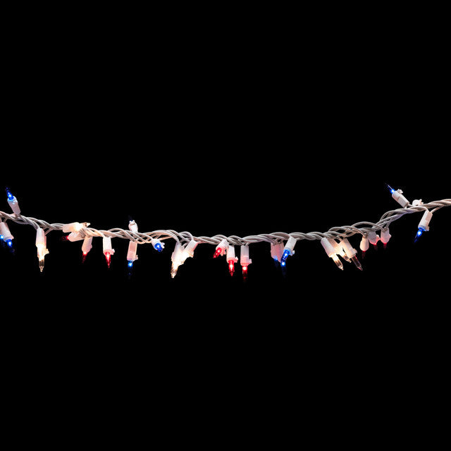 Mini Patriotic Garland Lights Red White Blue 105ct