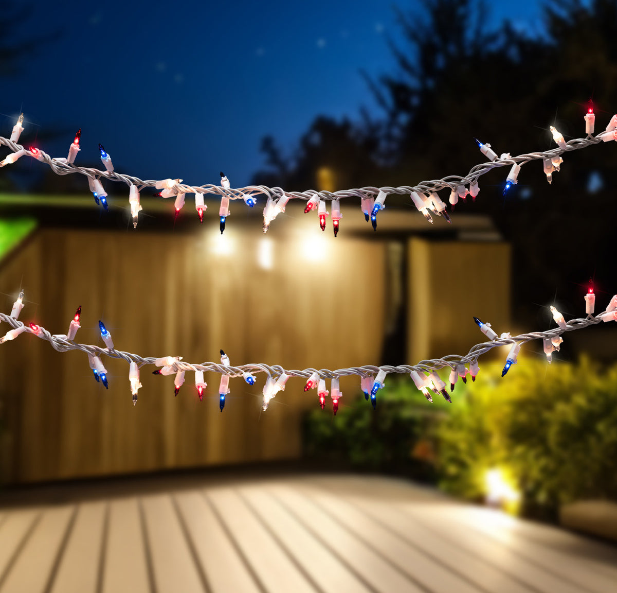 Mini Patriotic Garland Lights Red White Blue 105ct
