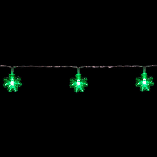 20 Count Green LED Mini St Patrick&#39;s Day Shamrock Lights