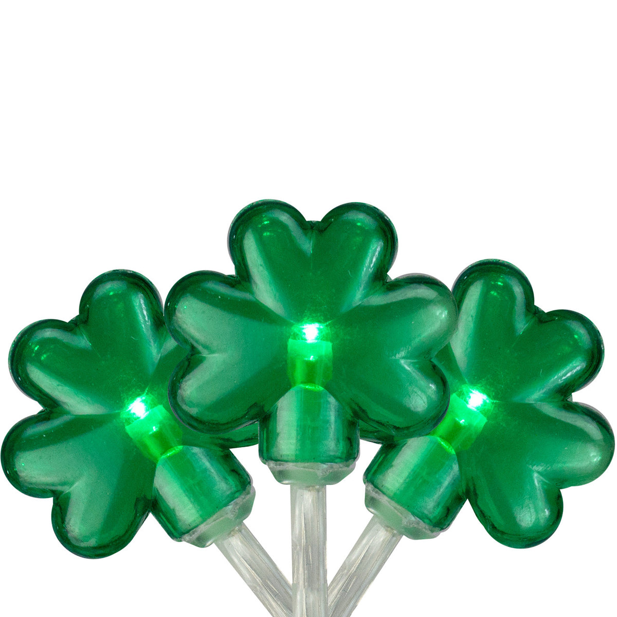 St Patrick&#39;s Day Shamrock 20 Count Green Lights (7ft Clear Wire)