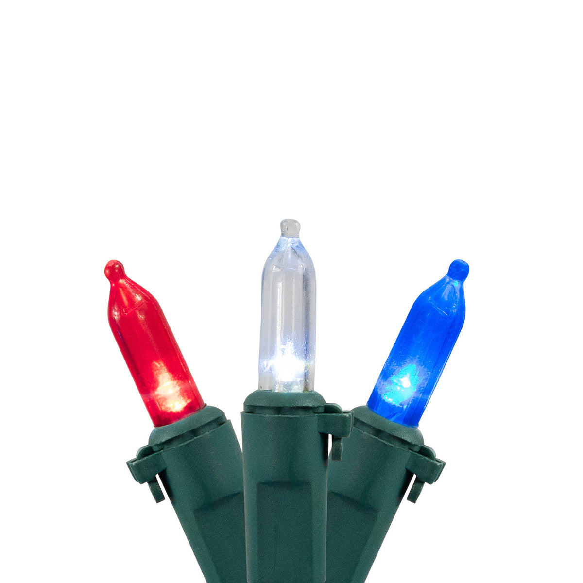 50 LED Mini Lights Red White Blue with Green Wire