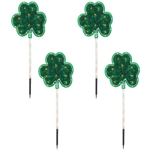 Lighted St. Patrick&#39;s Day Lawn Decorations 4CT for Outdoors, Clear Lights