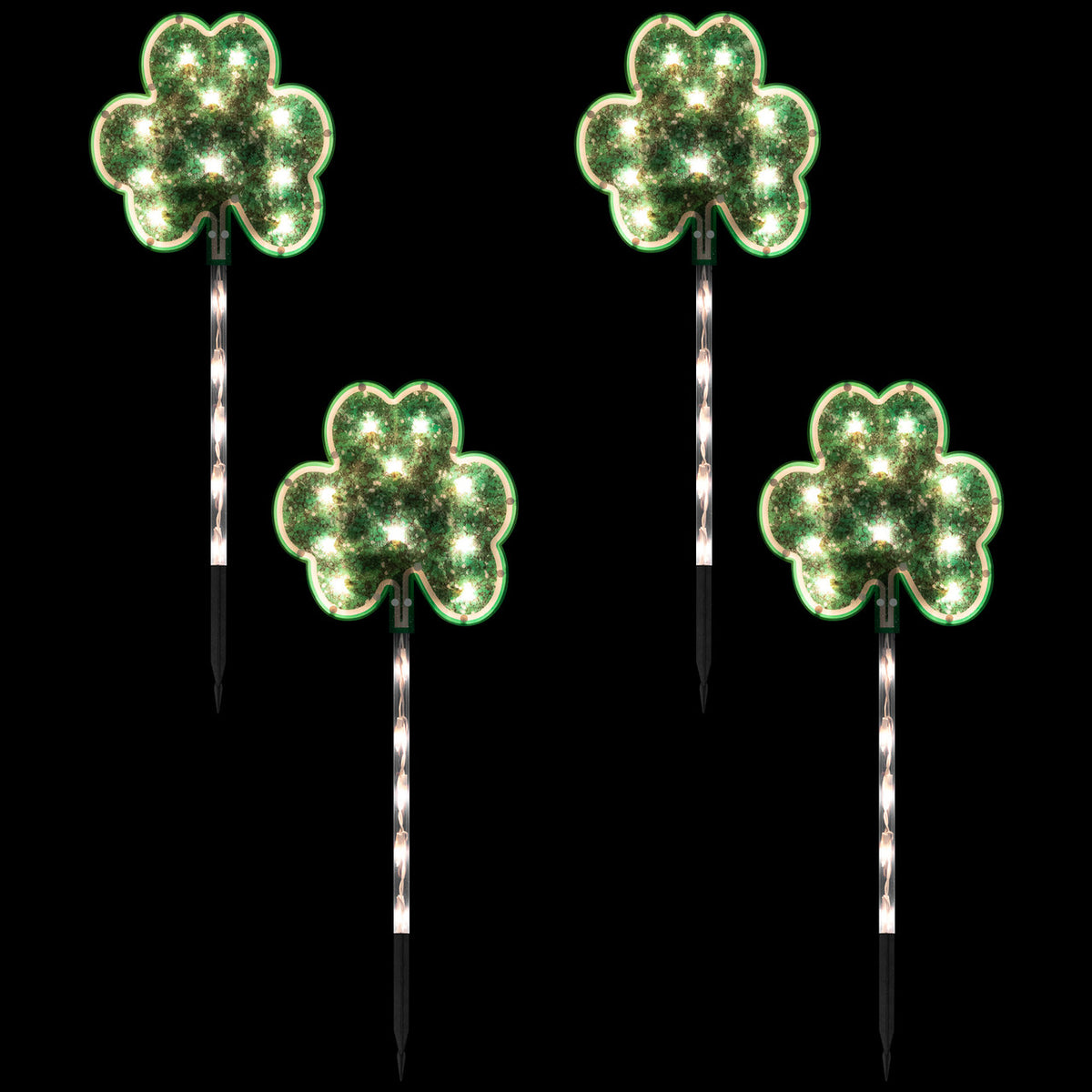 Lighted St. Patrick&#39;s Day Lawn Decorations 4CT for Outdoors, Clear Lights