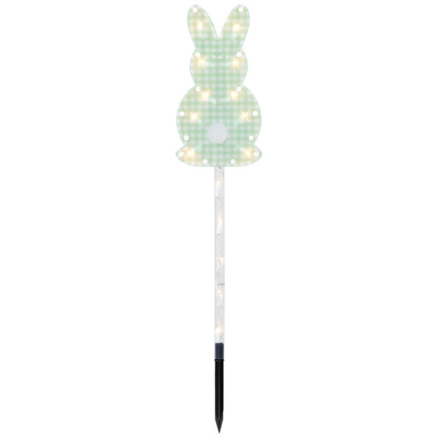 Plaid Easter Bunny Pathway Marker Lawn Stakes 28.5&quot; Set of 4