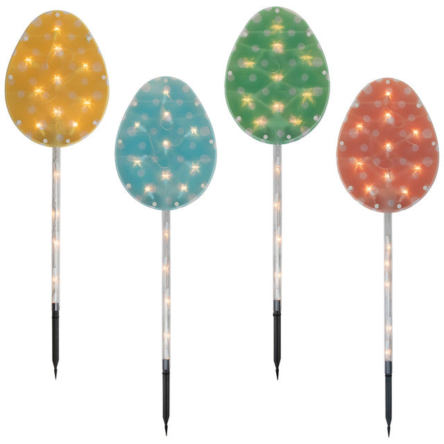 Set of 4 Easter Egg Lawn Stakes Pathway Markers