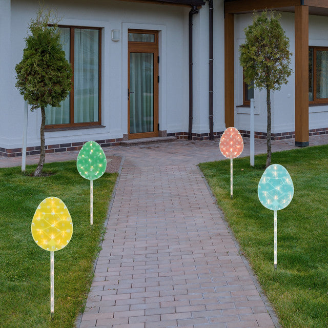 Set of 4 Easter Egg Lawn Stakes Pathway Markers