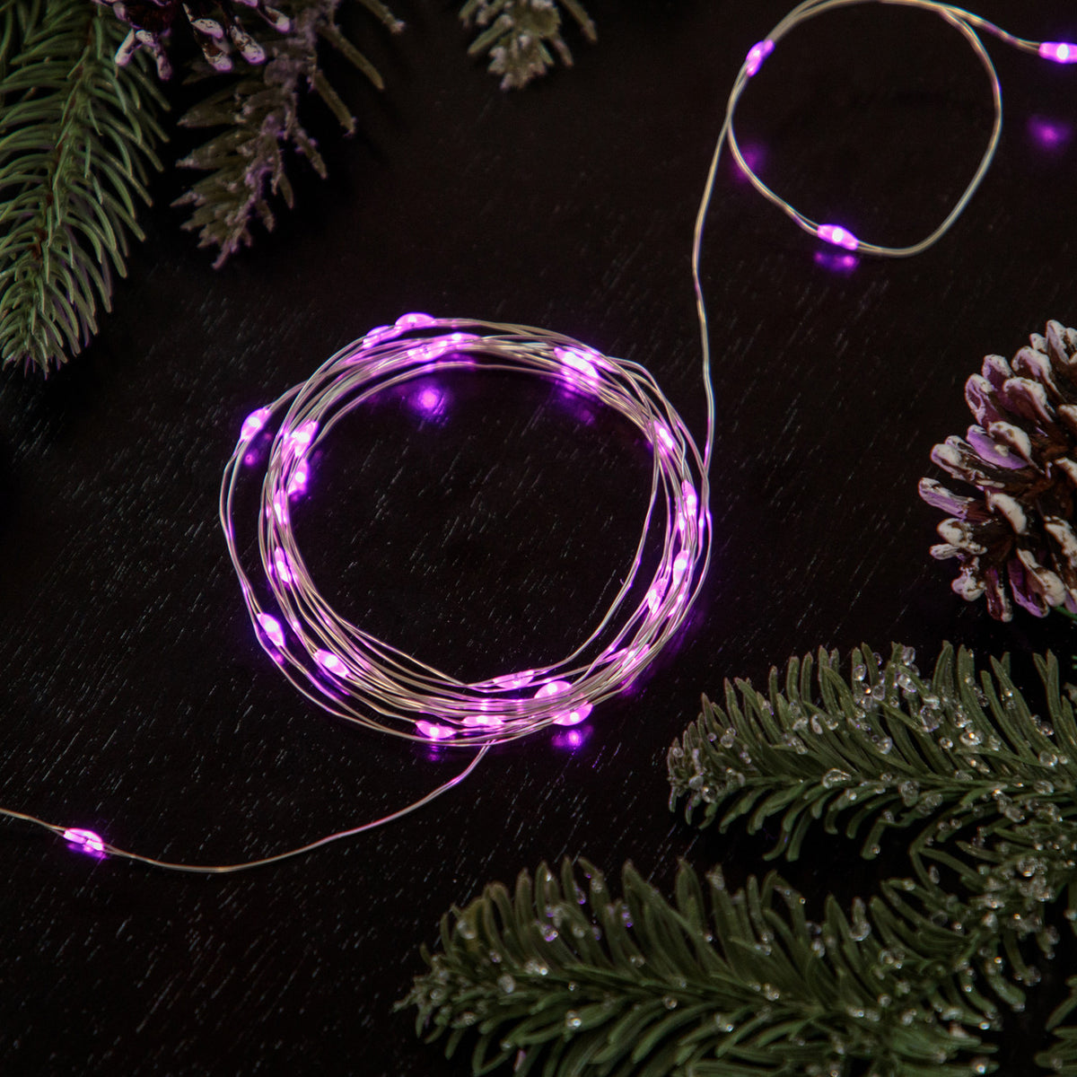 50-Count Pink LED Micro Fairy Christmas Lights with 16FT Copper Wire