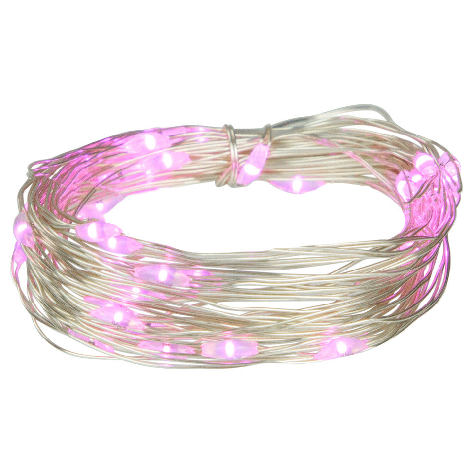 50-Count Pink LED Micro Fairy Christmas Lights with 16FT Copper Wire