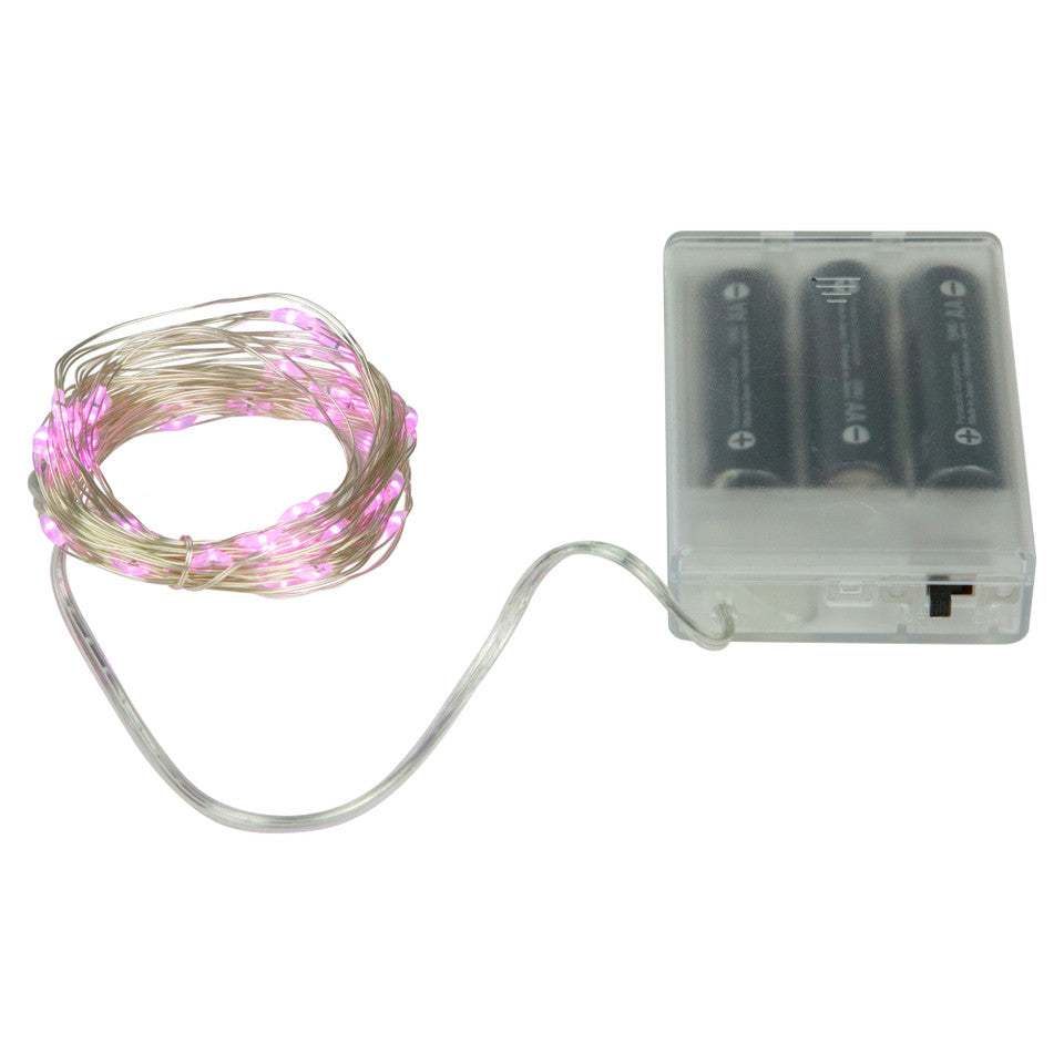 50-Count Pink LED Micro Fairy Christmas Lights with 16FT Copper Wire