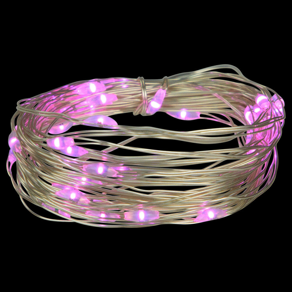 50-Count Pink LED Micro Fairy Christmas Lights with 16FT Copper Wire