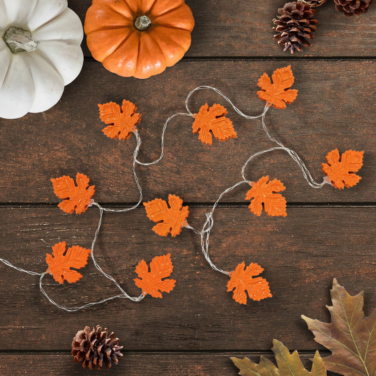 Warm White LED Maple Leaves Fall Harvest Fairy Lights 5.5 Ft. Copper Wire LED String for Autumn Harvest Decor