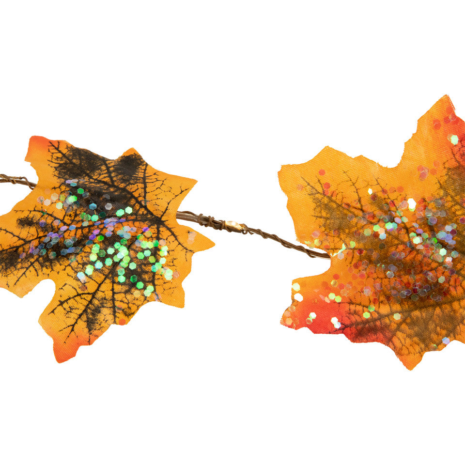 Brown Wire Maple Leaves LED Micro Lights 4-Foot Fall Harvest Fairy Light Set (10 Bulbs)