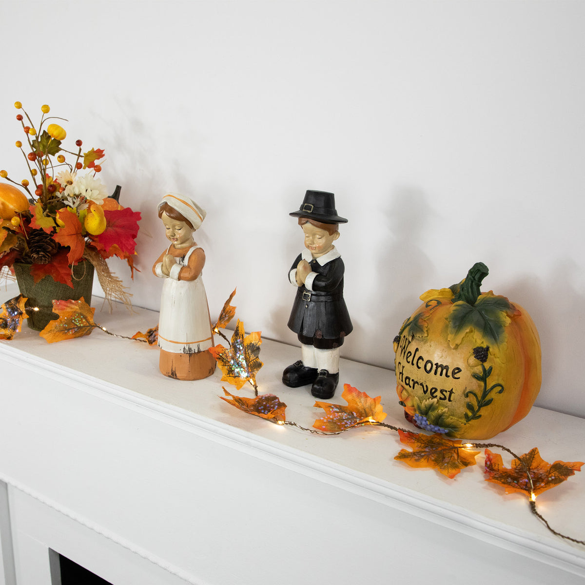 Brown Wire Maple Leaves LED Micro Lights 4-Foot Fall Harvest Fairy Light Set (10 Bulbs)